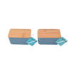 Compacte Blauwe Bewaardoos - Bamboe Deksel - Vershouddozen - Hout, Plastic, Rubber - 2 stuks
