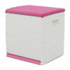 PLASTIKEN Afsluitbare kist met wielen - 190 L - Functioneel en esthetisch - Beige en Fushia