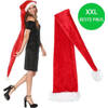 Extra lange luxe Kerstmuts met bond XXL - Rood - 145 cm