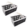 Twee Handige Opvouwbare Plastic Opbergboxen - 40 Liter - Grijs/Zwart - Met Dubbele Zijhandvatten - Afmetingen: