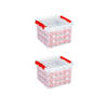 Set van 2 - Q-line kerst opbergbox 26L met trays voor 75 kerstballen transparant rood