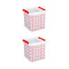 Set van 2 - Q-line kerst opbergbox 38L met trays voor 125 kerstballen transparant rood