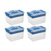 Q-line opbergbox met inzet 22L blauw - Set van 4
