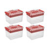 Q-line opbergbox met inzet 22L rood - Set van 4