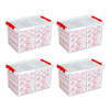 Set van 4 - Q-line kerst opbergbox 62L met trays voor 116 kerstballen transparant rood