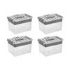Q-line opbergbox met inzet 22L - Set van 4 - Transparant/grijs
