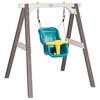 AXI Baby Schommel met Houten Frame & Zitje in Blauw/Geel Babyschommel van Hout in Grijs/Wit