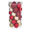 Feeric Christmas Kerstballen - 30x st - rood/champagne - D6 cm - kunststof - Kerstbal