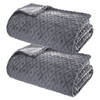 Atmosphera Plaid/bankdeken Monnet - 2x - betongrijs - 180 x 230 cm - polyester fleece - ruitmotief - Plaids