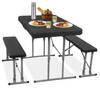 Springos Picknick Tafel Met Bankjes - Campingset - Biertafel - Tafel - Bankjes - Opvouwbaar - Zwart - 105 x 64 x 70 cm