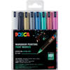 Uni POSCA paintmarker PC-1MC, 0,7 mm, etui met 8 stuks in geassorteerde metallic kleuren