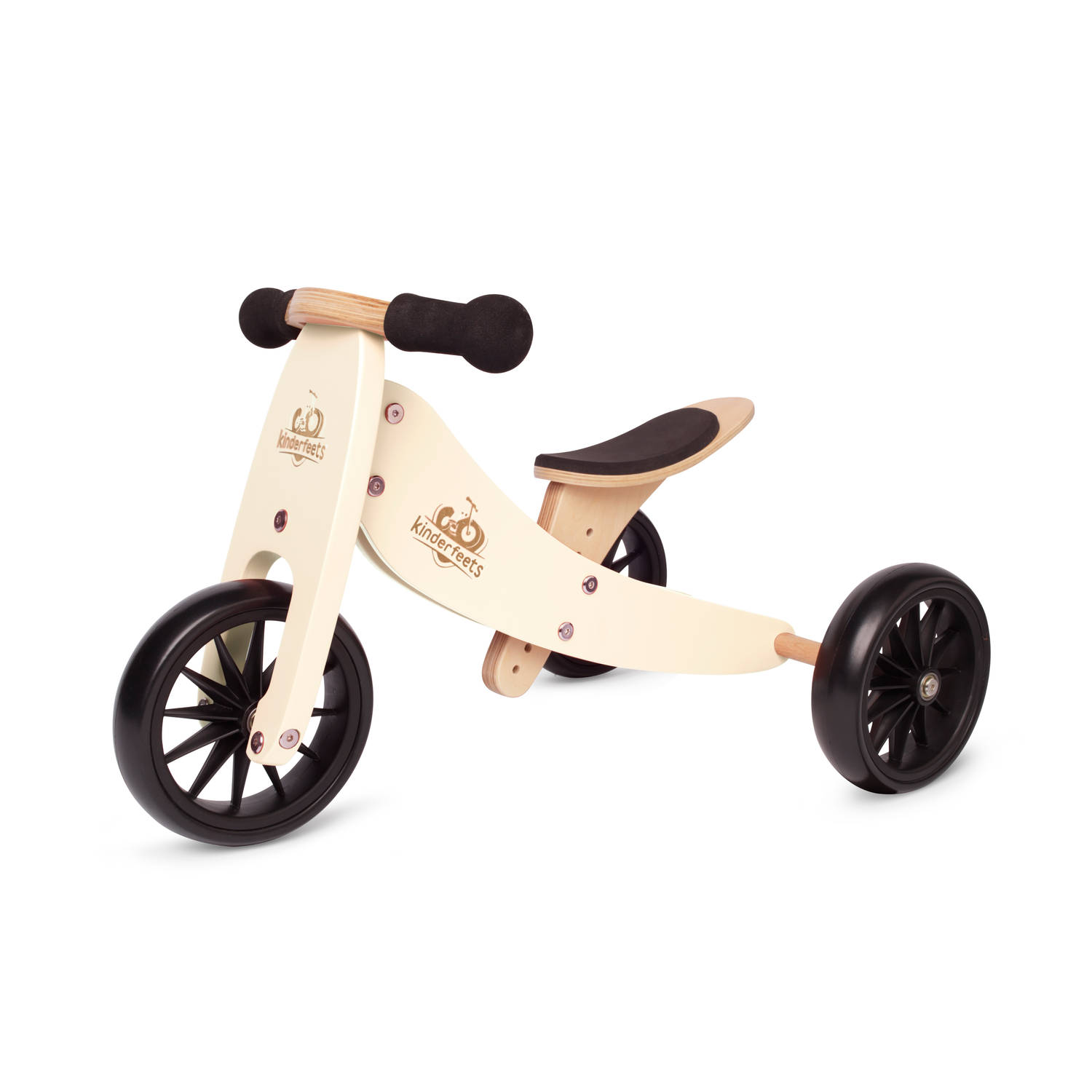 Kinderfeets 2-in-1 houten loopfiets & driewieler vanaf 1 jaar Tiny Tot Cream