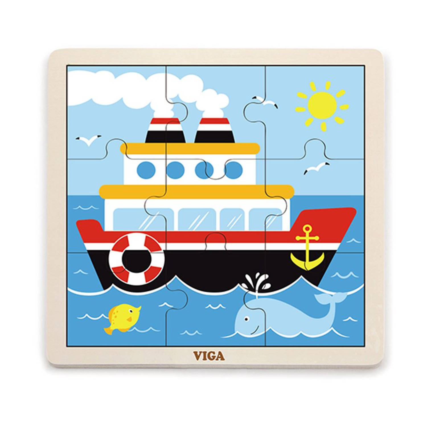 Viga Toys Puzzle 22.5x22.5 cm Boat. 2+ 9 pieces