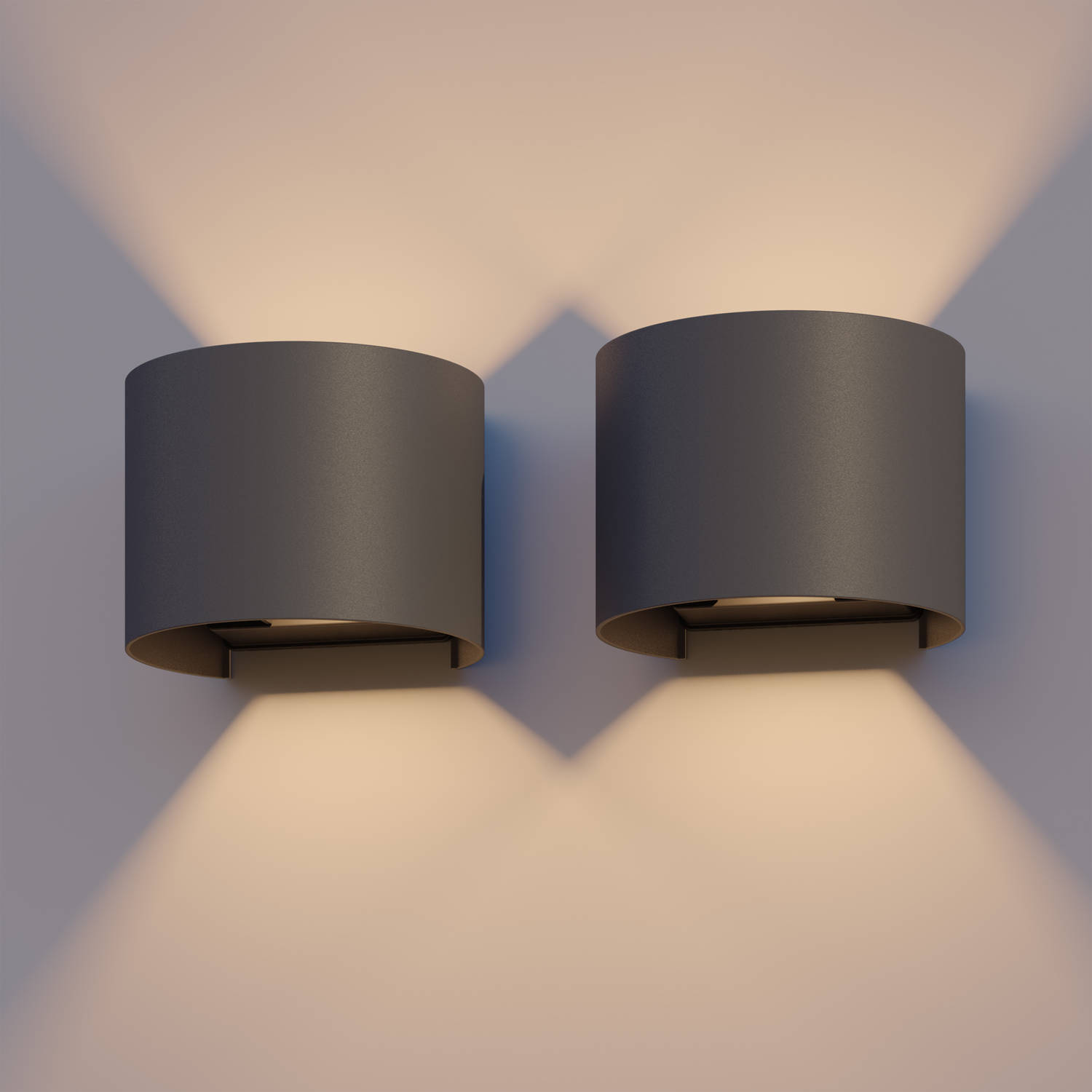 Calex LED Wandlamp Oval - Up & Down Tuinverlichting - Modern Design - Warm Wit Licht - Voor Binnen en Buiten - Verstelbare Stralingshoek - Eenvoudige Installatie - 7W - Antraciet -