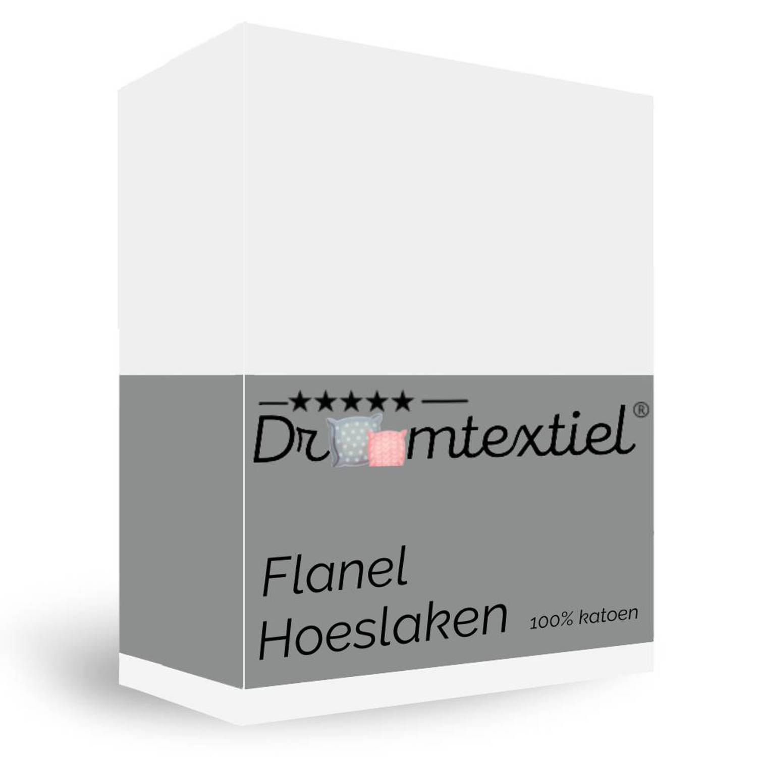 Droomtextiel Hoeslaken Flanel Wit - 180x220 cm - Superzacht - 100% katoen