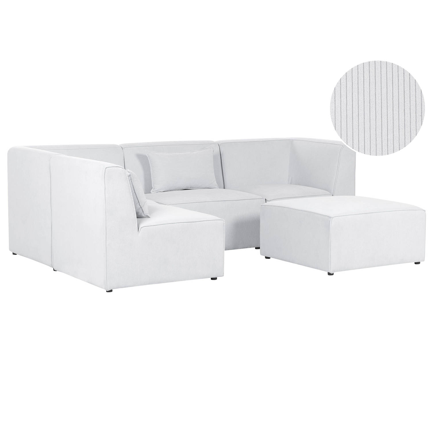 Beliani LEMVIG Modulaire Sofa-Wit-Corduroy