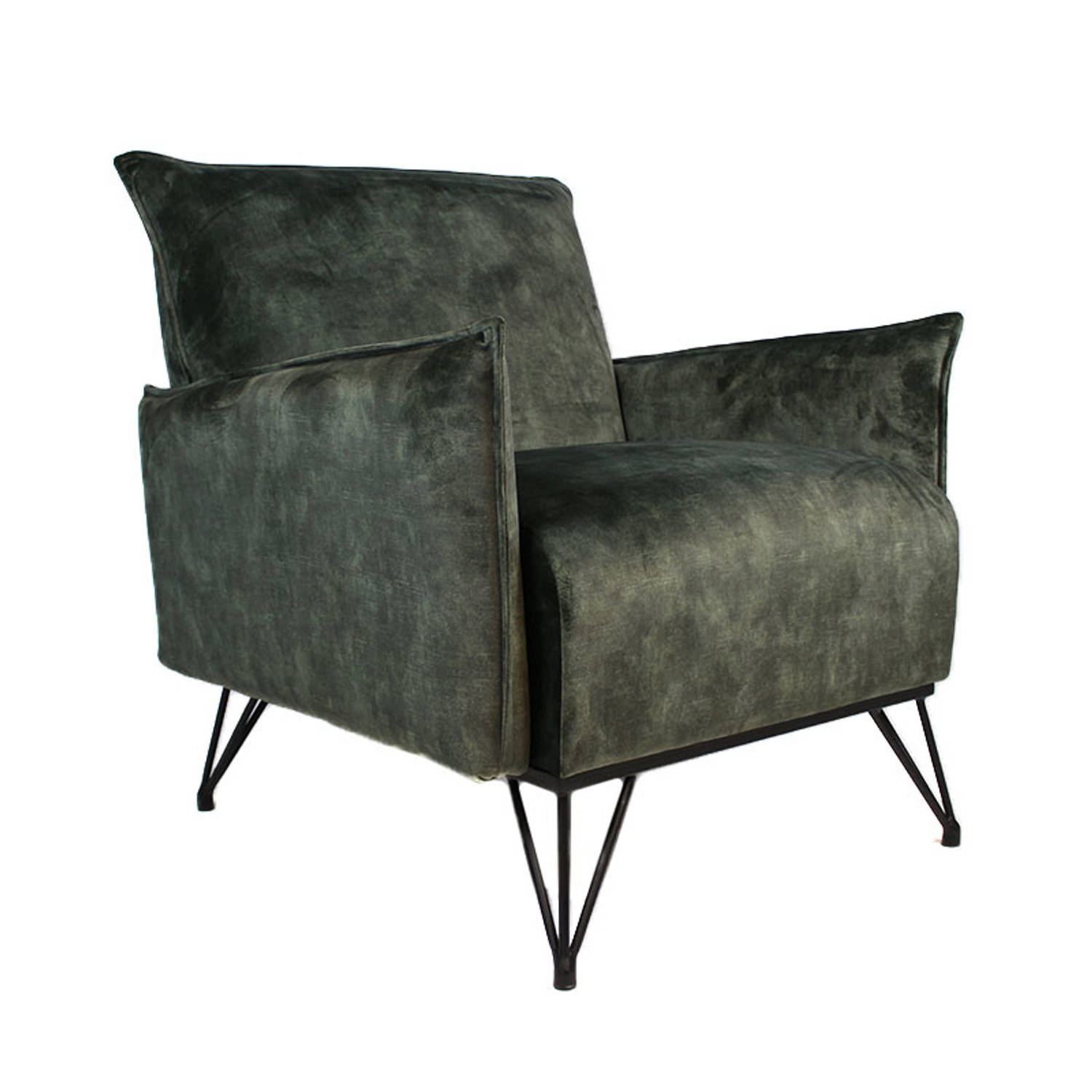 Bronx71 Moderne fauteuil Mika luxury groen velvet