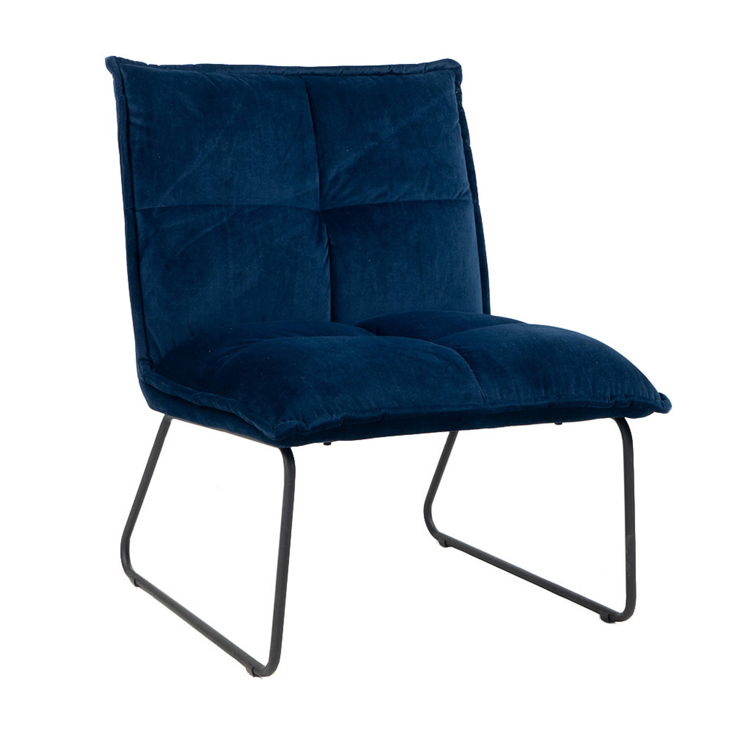 Bronx71 Moderne velvet fauteuil Malaga donkerblauw