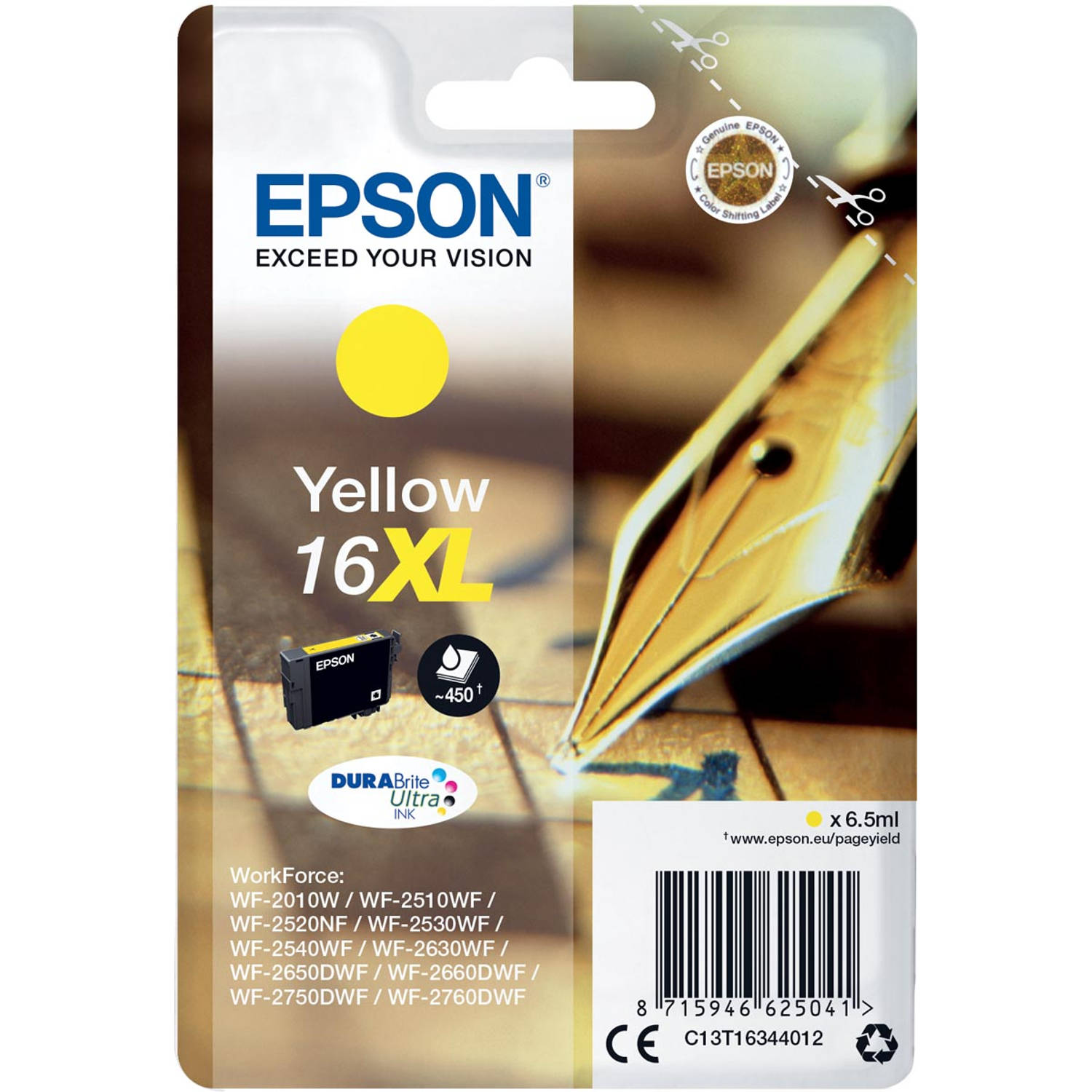 Inkcartridge Epson 16xl t1634 geel