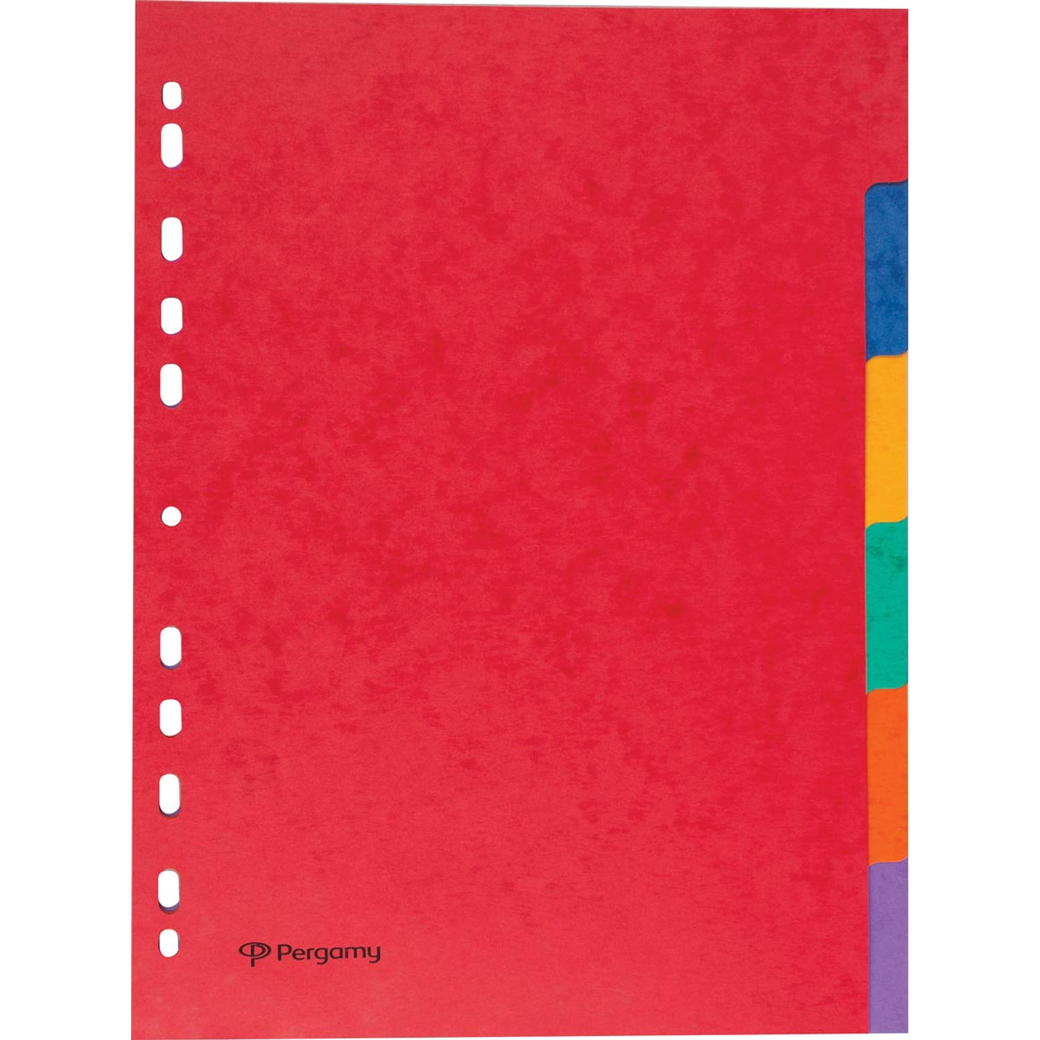 Pergamy tabbladen ft A4, 11-gaatsperforatie, stevig karton, geassorteerde kleuren, 6 tabs 50 stuks