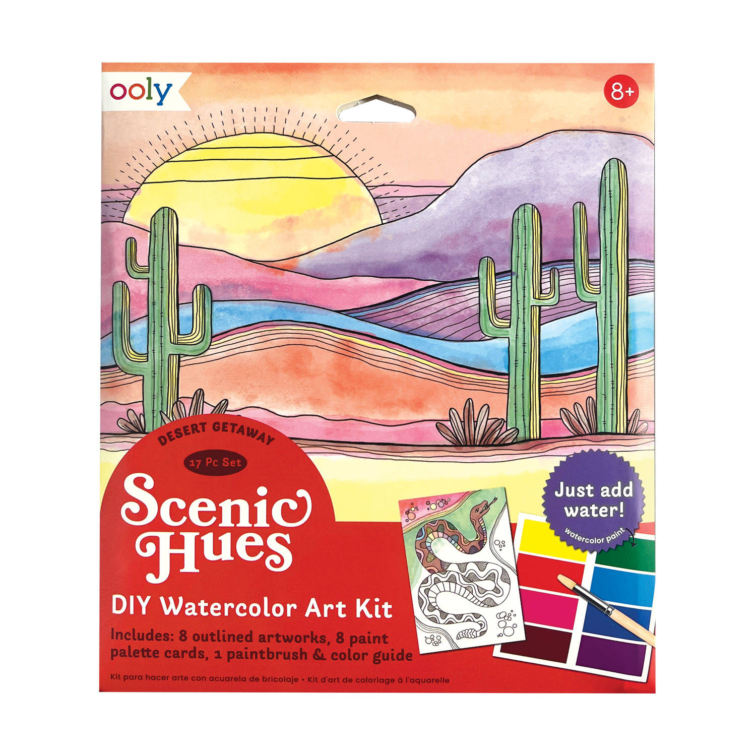 Ooly - Scenic Hues D.I.Y. Watercolor Art Kit - Desert Getaway (17 PC Set)