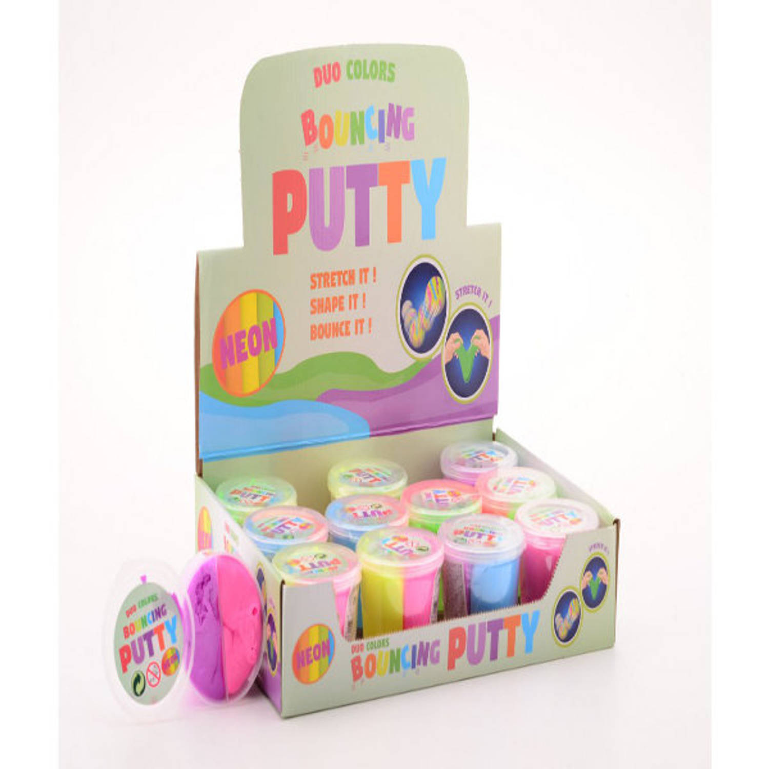 12 Bouncing Duo Putty Neon Kleuren