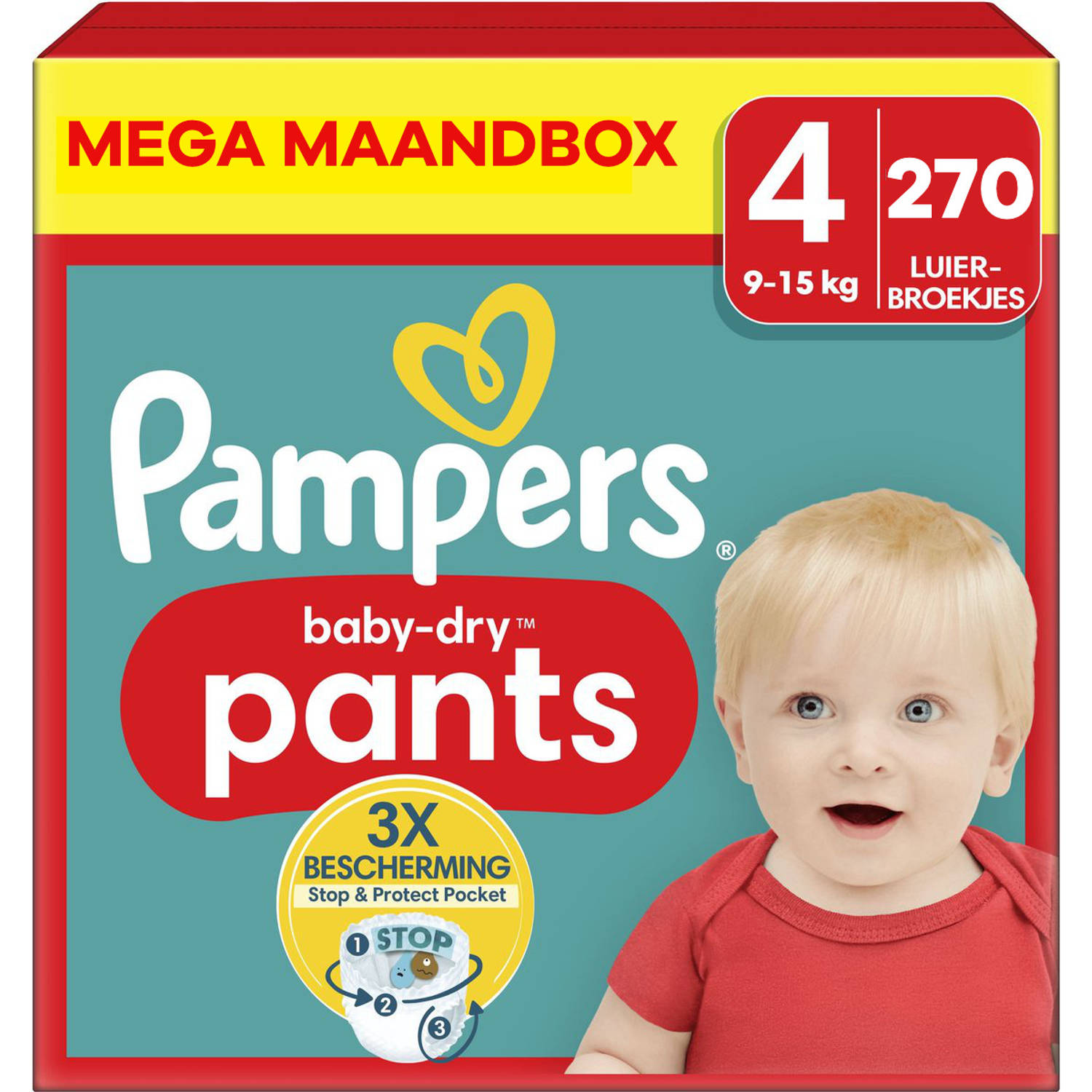 Pampers - Baby Dry Pants - Maat 4 - Mega Maandbox - 270 stuks - 9/15 KG