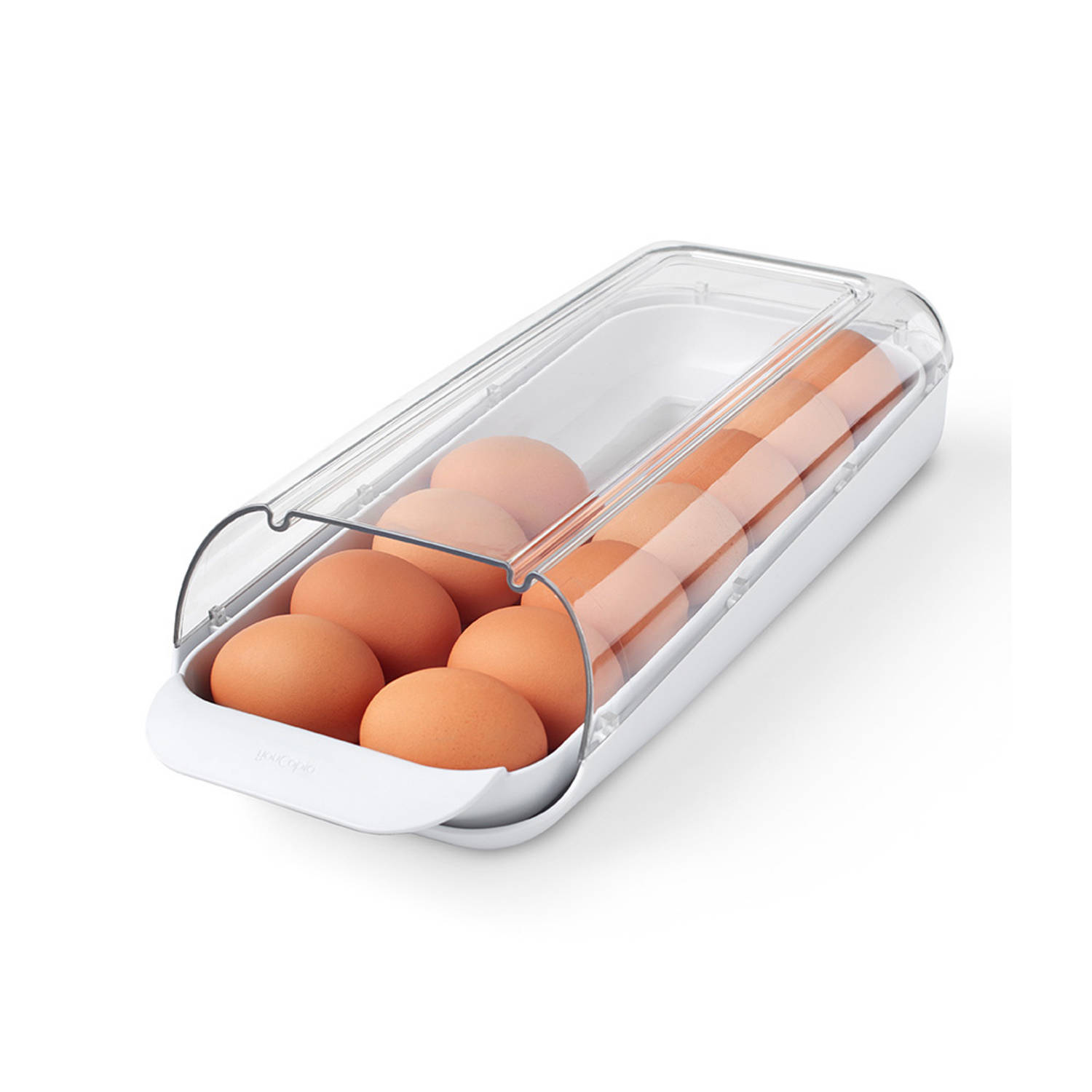 YouCopia Stapelbaar eierbakje dispenser - Wit - Stapelbaar & Met deksel
