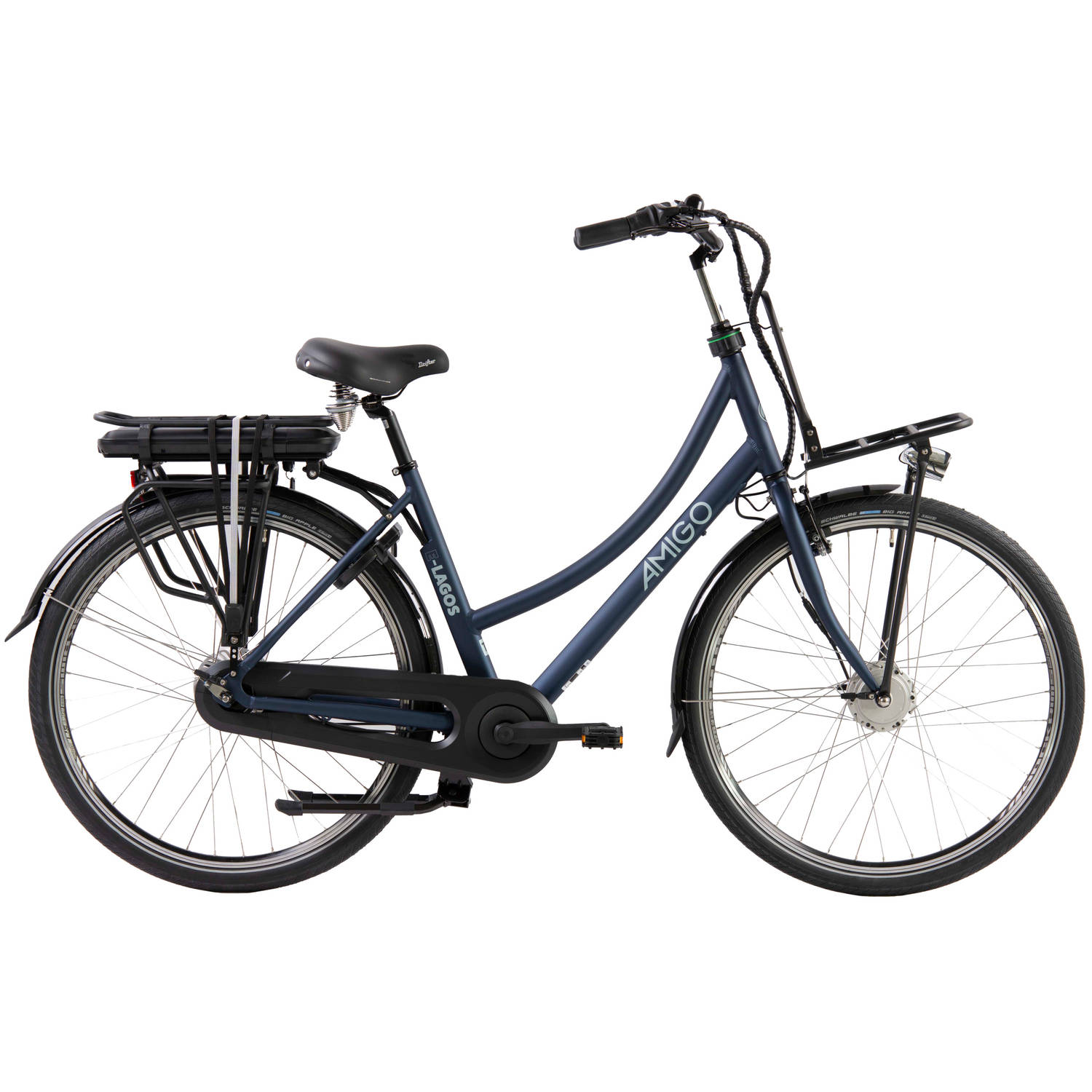 AMIGO E-Lagos T2 Elektrische Fiets - E-bike 28 Inch 50 cm - 7 Versnellingen - Rollerbrakes - Matblauw
