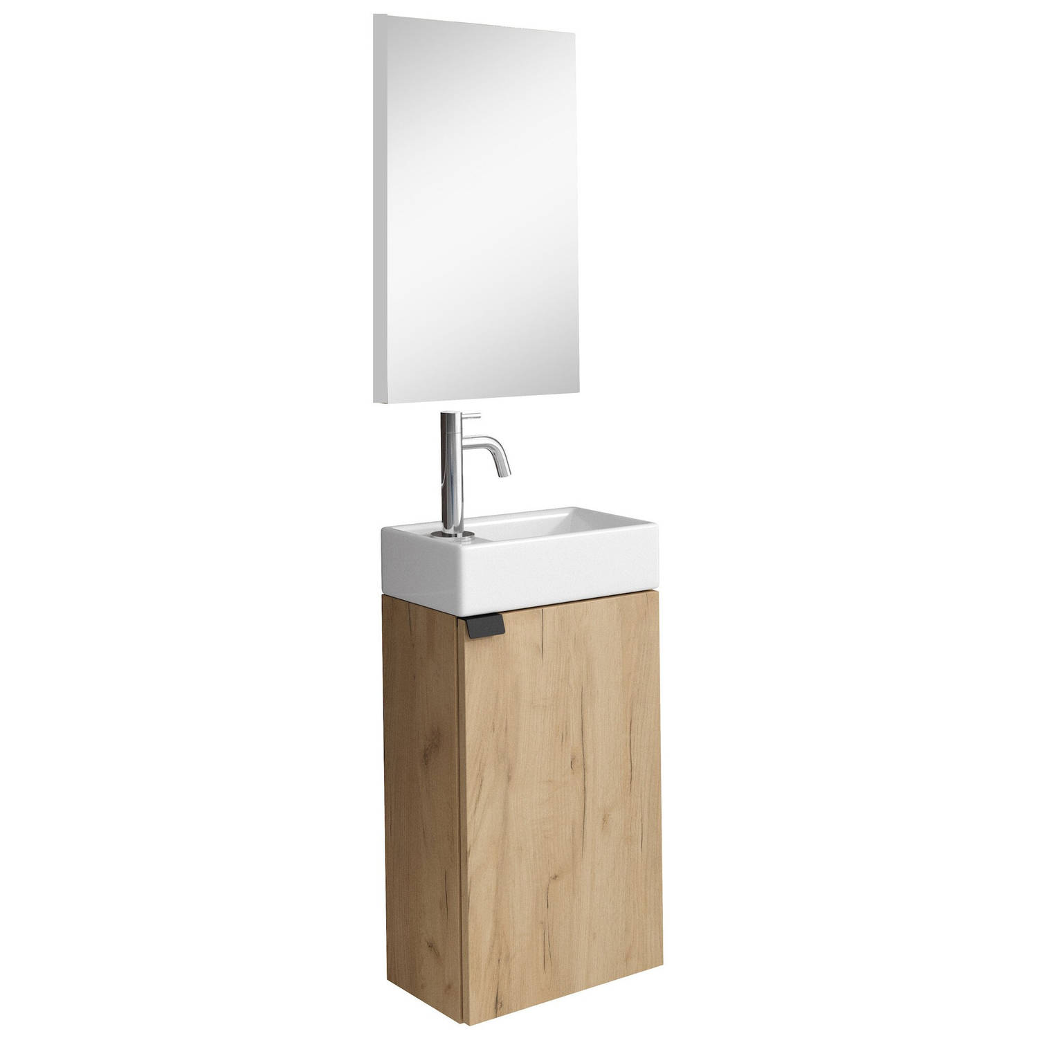 Badplaats Toiletmeubel Apollo 40cm Met Spiegel Licht Eiken