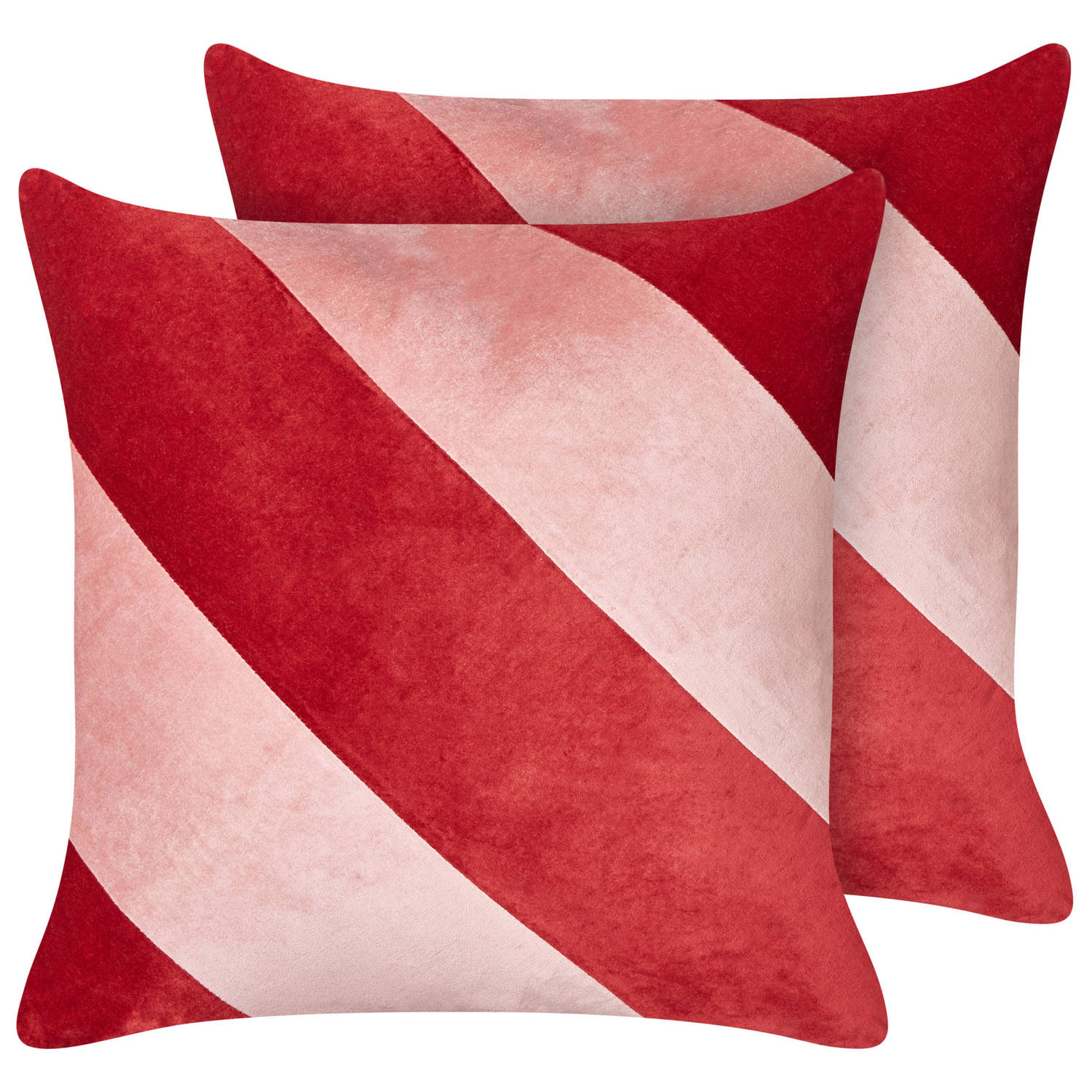 BORONIA - Sierkussen set van 2 - Rood/Roze - 45 x 45 cm - Fluweel