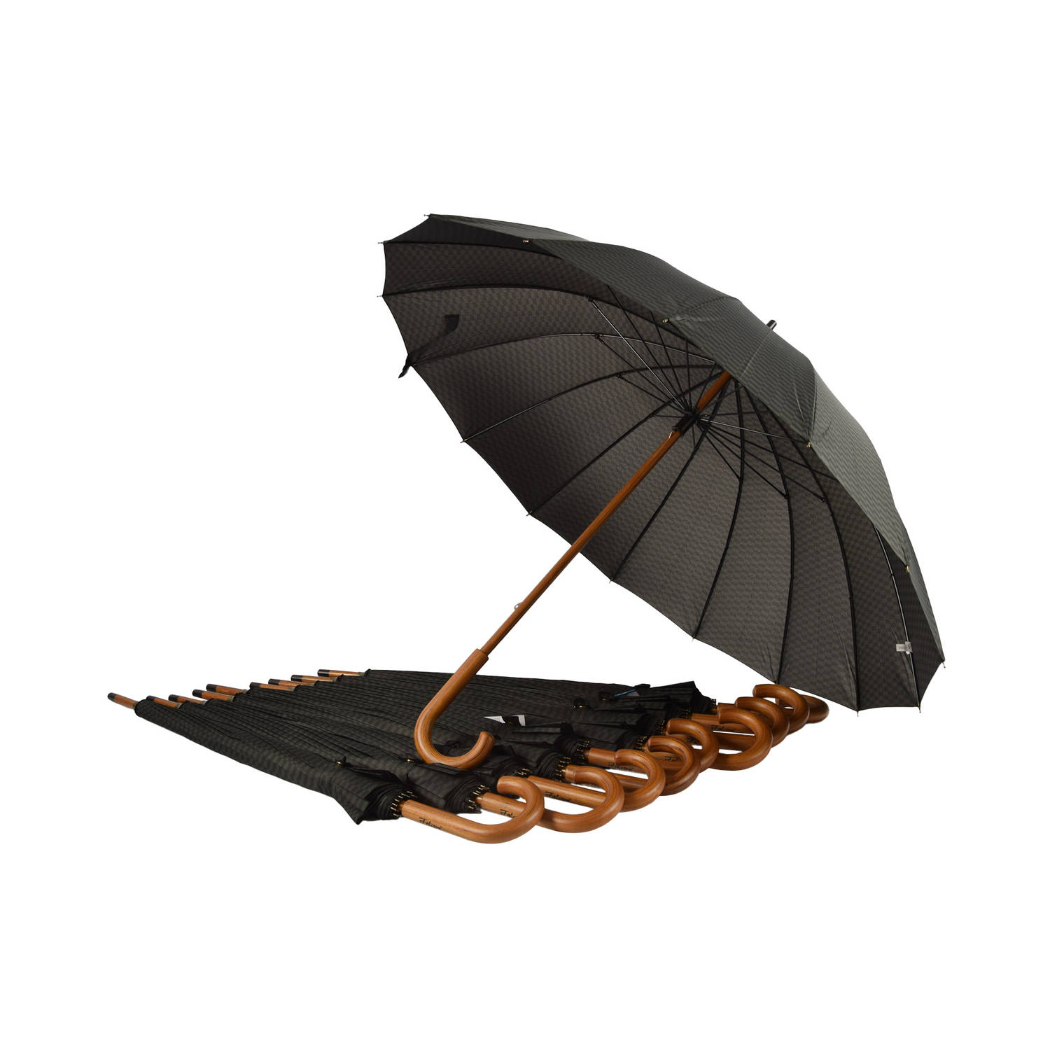 Set Van 10 Premium Lichtgewicht Paraplu's | Zwart & Donker Groen | Lengte 89cm Met 16 Banen | Ideaal Voor Buitenavonturen