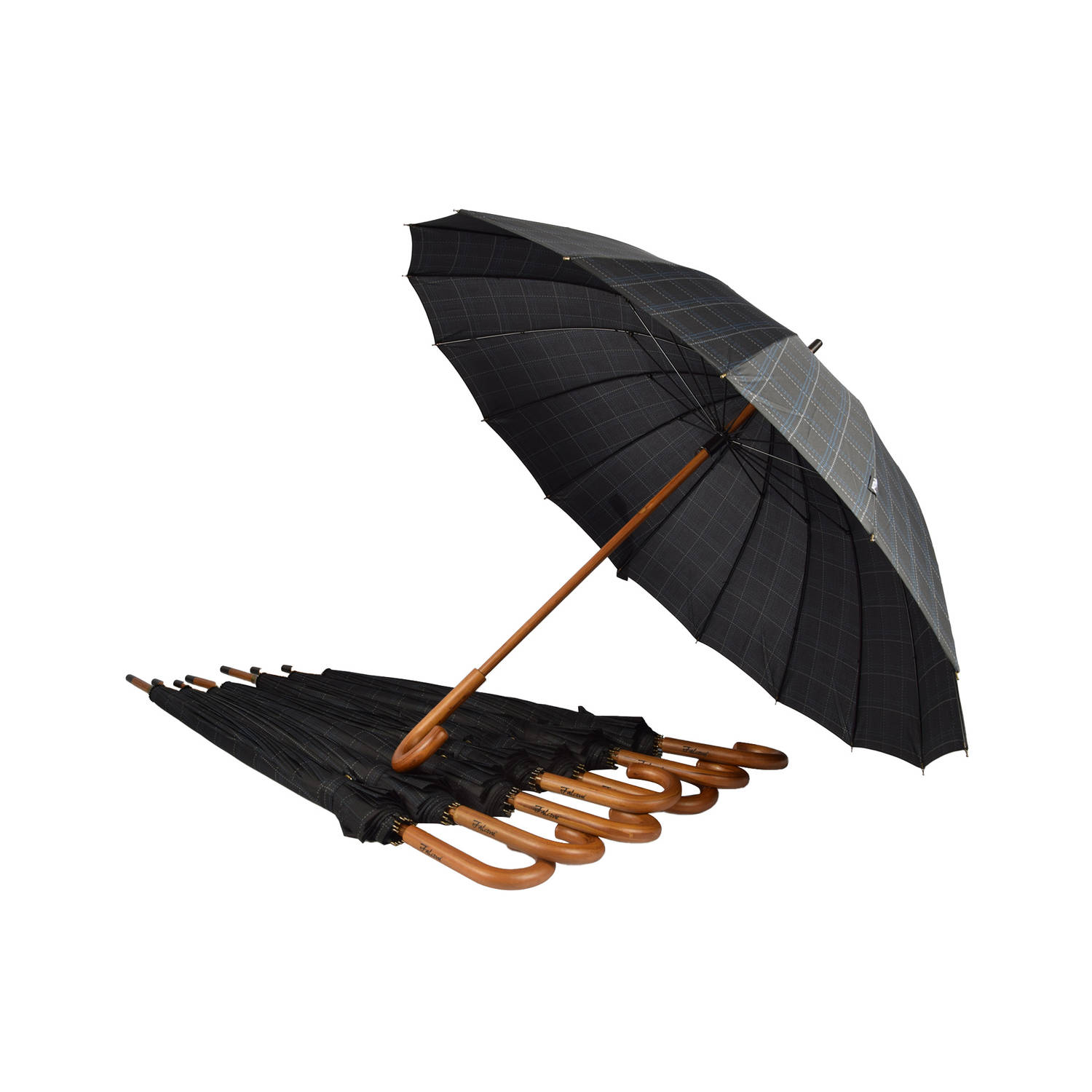Ultieme Bescherming tegen Regen: 8x Zwart-Blauwe Paraplu&apos;s - Handmatige Opening - 89cmx102cm