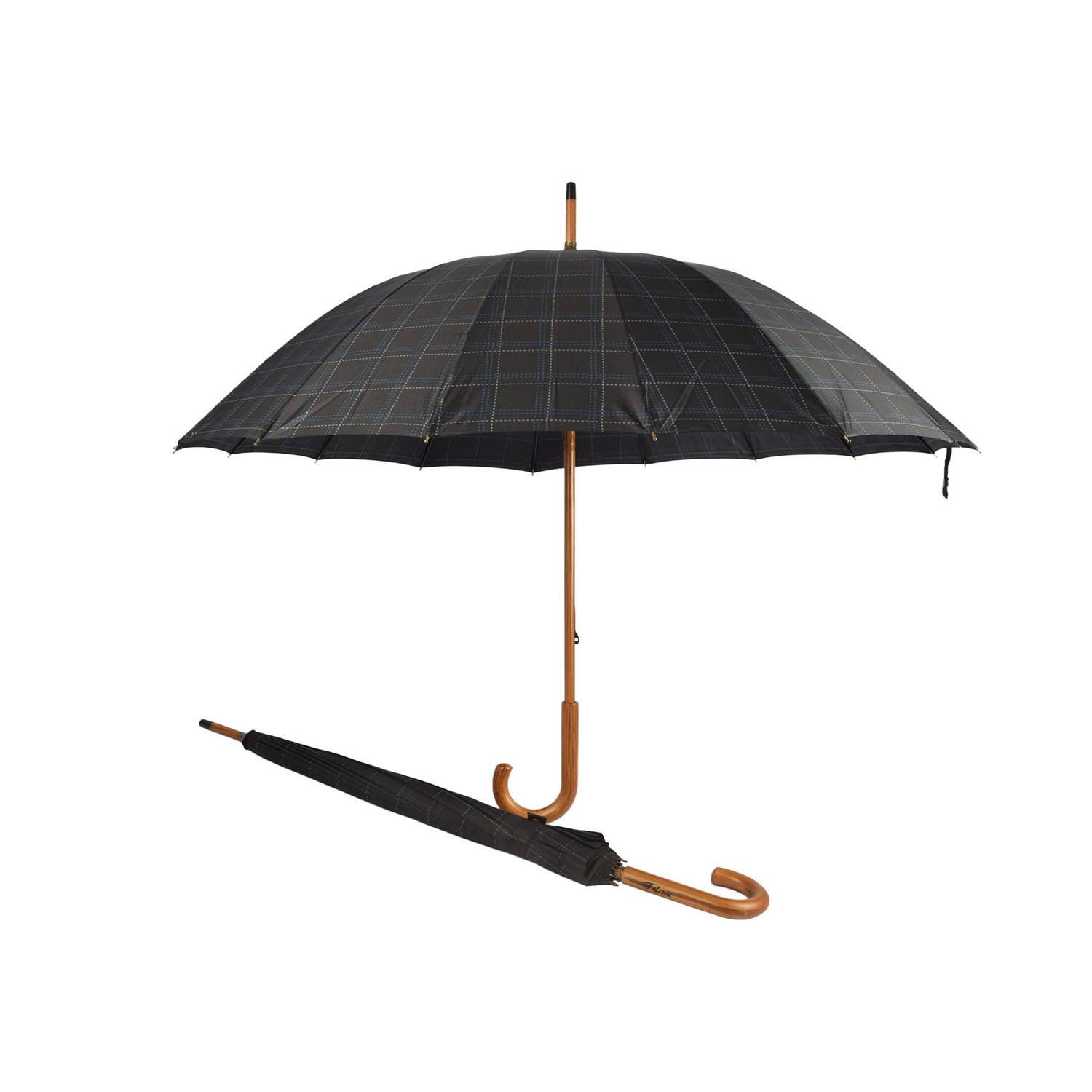 Twee keer de bescherming met zwarte en blauwe stormparaplu&apos;s (102cm) - Duurzaam, opvouwbaar & geschikt voor volwassenen