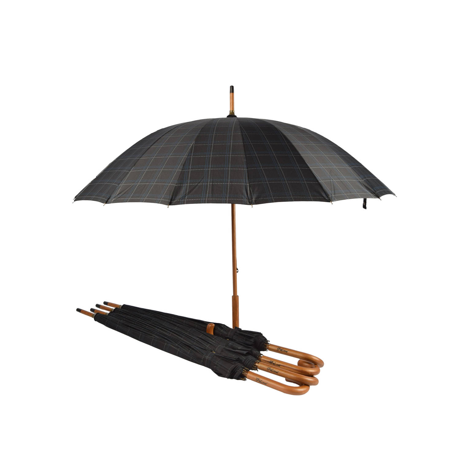 Nooit Meer Zorgen over Regen: 5x Zwart-Blauwe Stormparaplu&apos;s met Handmatige Opening - Breedte:~ca 102cm Voor Volwassenen