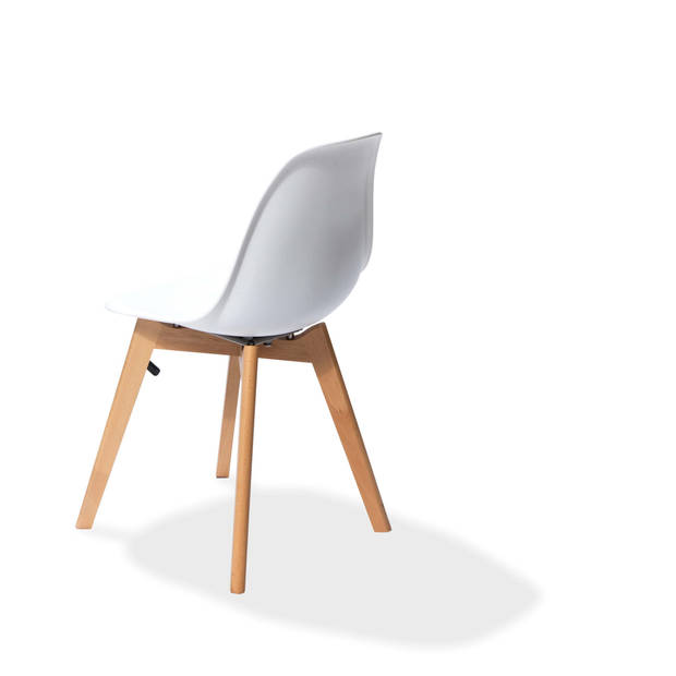 Keeve Stapelbare stoel wit , berkenhouten frame en kunststof zitting - SET VAN 4