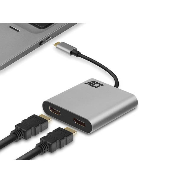USB-C naar HDMI-adapter voor 2 monitoren, MST