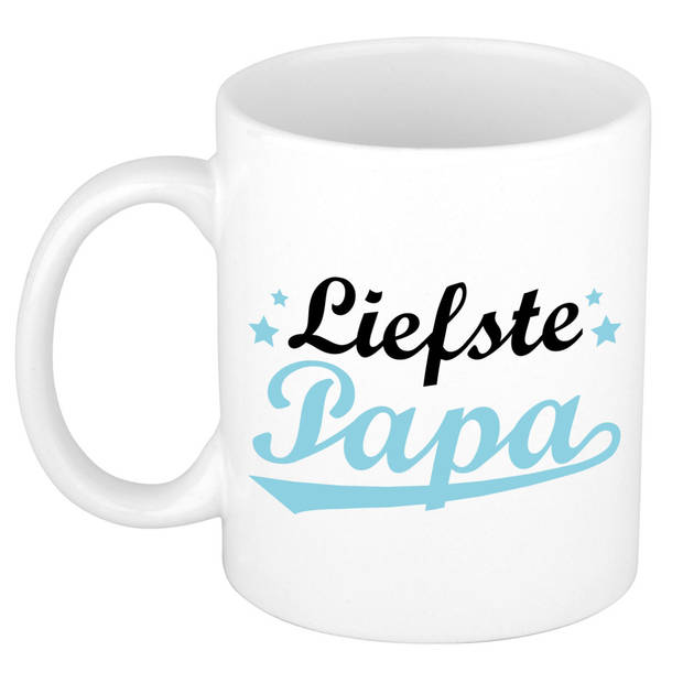 Bellatio Decorations Cadeau koffie/thee mok voor papa - blauw - de liefste - 300 ml - Vaderdag - feest mokken