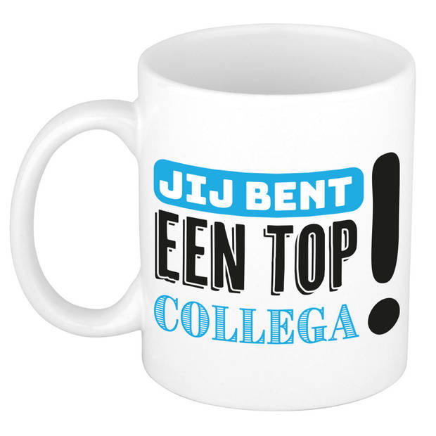 Bellatio Decorations Cadeau koffie/thee mok voor collega - blauw - 300 ml - top collega - feest mokken