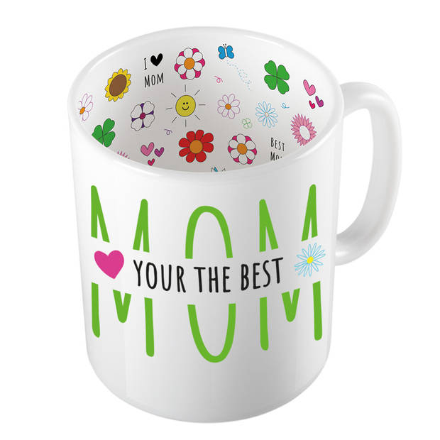 Bellatio Decorations Cadeau koffie/thee mok voor mama - groen - mama is de beste - Moederdag - feest mokken