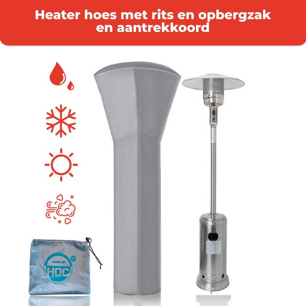 CUHOC Diamond Heater Hoes - 226x85x48 cm - Zilvergrijze Terrasverwarmer hoes - Beschermhoes Terrasverwarmer