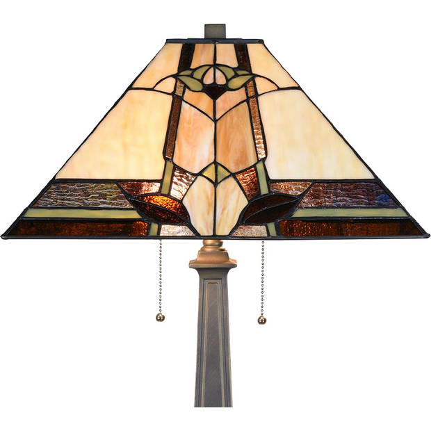 HAES DECO - Tiffany Tafellamp 80 cm Beige Glas Tiffany Bureaulamp