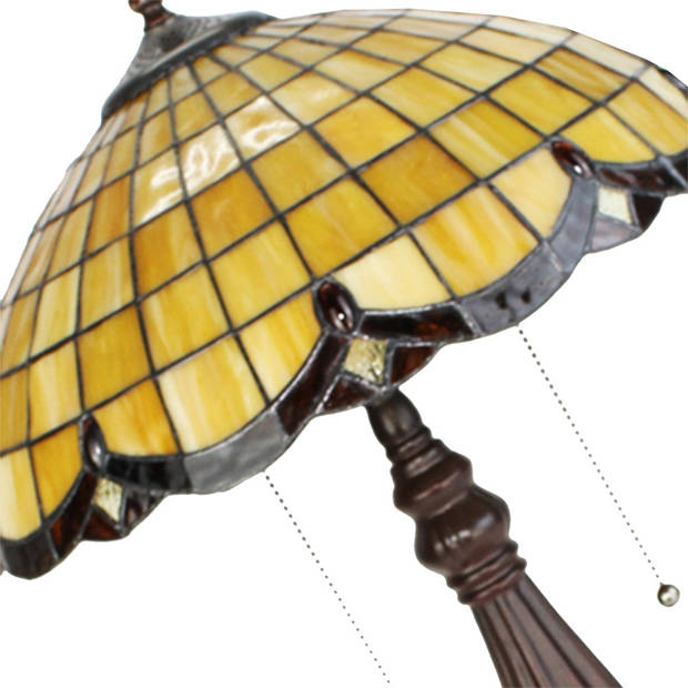 HAES DECO - Tiffany Tafellamp Ø 41x57 cm Geel Glas Tiffany Bureaulamp