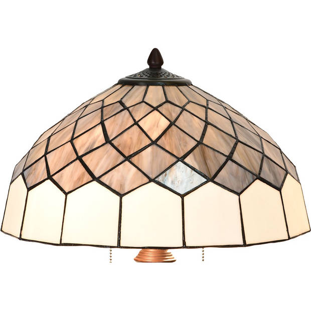 HAES DECO - Tiffany Tafellamp Ø 40x58 cm Grijs Glas Tiffany Bureaulamp