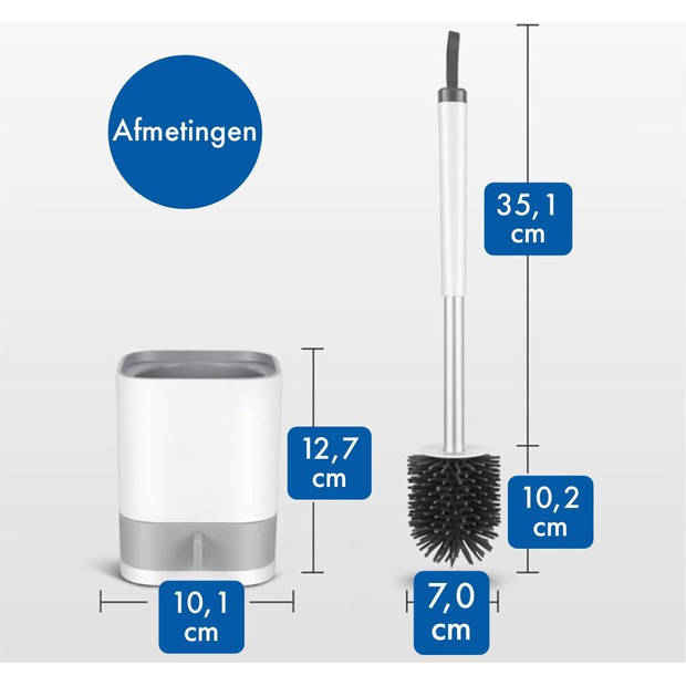 EAVY WC Borstel met Houder - Vrijstaand of Hangend - Siliconen Toiletborstel - Wit