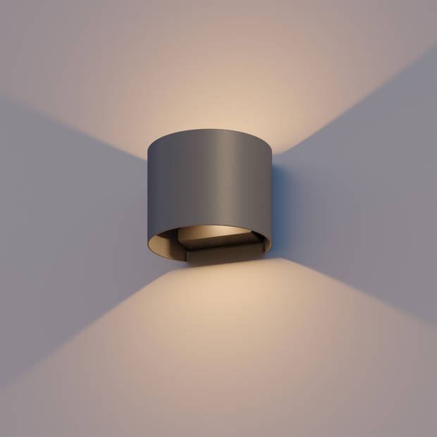 Calex LED Wandlamp Oval - Antraciet/Grijs - 7W - Warm Wit Licht
