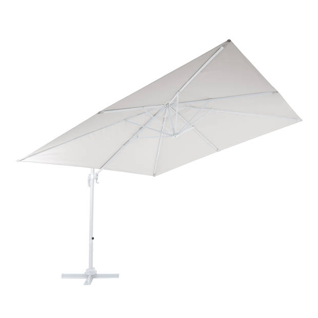 AXI Nima Zweefparasol Rechthoekig 300 x 300 cm in Wit / Beige Parasol voor tuin met Aluminium Frame