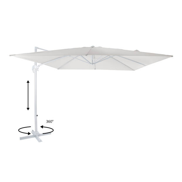 AXI Nima Zweefparasol Rechthoekig 300 x 300 cm in Wit / Beige Parasol voor tuin met Aluminium Frame