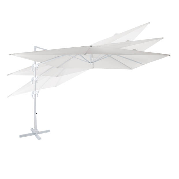 AXI Nima Zweefparasol Rechthoekig 300 x 300 cm in Wit / Beige Parasol voor tuin met Aluminium Frame