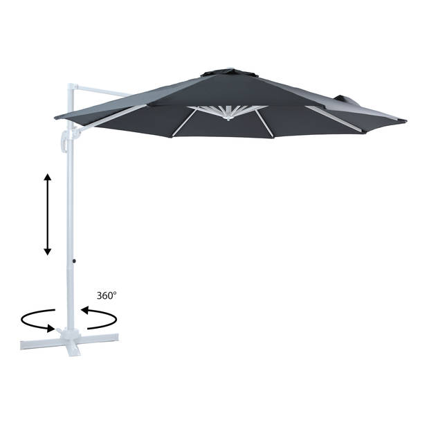 AXI Marisol Zweefparasol Rond Ø 300 cm in Wit / Grijs Ronde Parasol voor tuin met Aluminium Frame